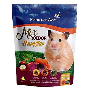 Ração Mix Roedor Hamster Esquilo-Da-Mongólia e Topolino 500g - Alimento Completo e Balanceado - Reino das Aves