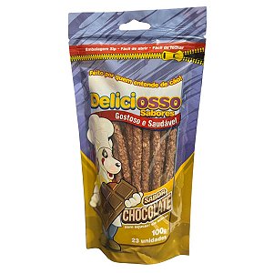 Petisco Deliciosso Sabores Chocolate 23 unidades 100g - Osso Palito Fino Mastigável Para Cachorros