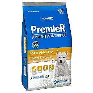 Ração Premier Super Premium Ambientes Internos Porte Pequeno Cães Filhotes Até 12 Meses Sabor Frango e Salmão