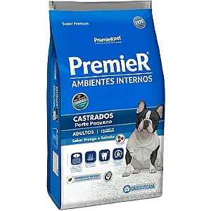 Ração Premier Super Premium Ambientes Internos Castrados Porte Pequeno - Cães Adultos Sabor Frango e Salmão