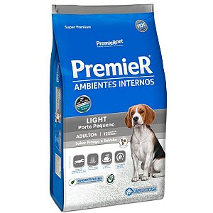 Ração Premier Super Premium Ambientes Internos Light Porte Pequeno Cães Adultos Sabor Frango e Salmão