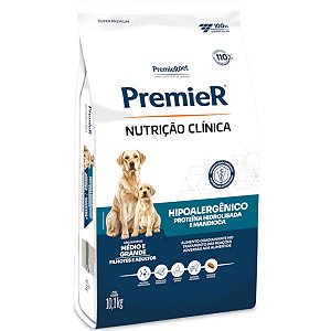 Ração Premier Nutrição Clínica Hipoalergênico - Cães Adultos e Filhotes Porte Médio e Grande - Proteína Hidrolisada e Ma