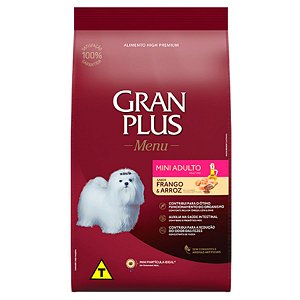 Ração GranPlus Menu Mini Adulto Sabor Frango e Arroz - Cães Porte Mini e Pequeno