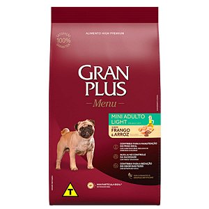 Ração GranPlus Menu Mini Adulto Light Sabor Frango e Arroz - Cães de Porte Mini e Pequeno