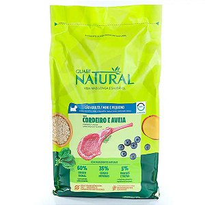 Ração Guabi Natural Cão Adulto Porte Mini e Pequeno Sabor Cordeiro e Aveia
