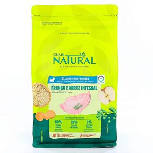 Ração Guabi Natural Cão Adulto Porte Mini e Pequeno Sabor Frango e Arroz Integral