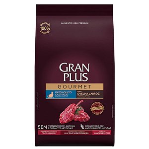 Ração GranPlus Gourmet Gato Adulto Castrado Sabor Ovelha e Arroz 10,1 Kg