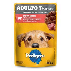 Sachê Pedigree Adulto 7+ Senior Sabor Carne ao Molho 100g - Cães Adultos Idosos