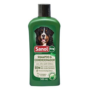 Shampoo e Condicionador 2 em 1 Sanol Dog 500ml - Com Anti Odores e Glicerina - Banho e Higiene de Cães