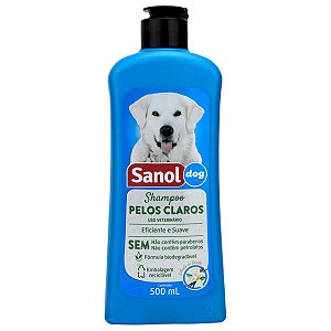 Shampoo Pelos Claros Sanol Dog 500ml - Extrato de Vanilla - Banho e Higiene de Cães e Gatos