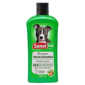 Shampoo Pelos Escuros Sanol Dog 500ml - Extrato de Pêssego - Banho e Higiene de Cães e Gatos