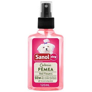 Colônia Spray Fêmea Red Flowers 120ml - Sanol Dog - Perfume Fragrância Floral para Cães e Gatos