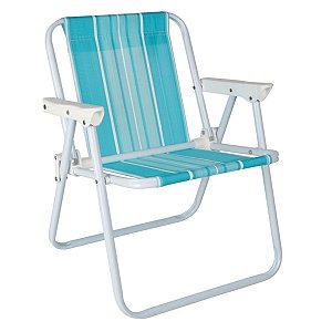 Cadeira de Praia Infantil Mor Aço Carbono Cor Azul - Alta, com Braços, para Criança até 30Kg