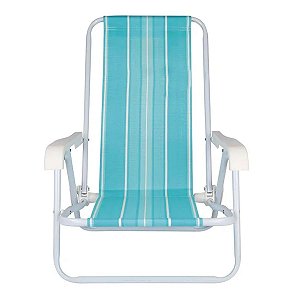 Cadeira de Praia Infantil Reclinável 4 Posições Cor Azul  - Mor - Aço Carbono, com Braços, para Criança até 30Kg