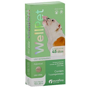 WellPet Comprimido Antipulgas e Carrapatos Cães de 10,1 a 20Kg - Ouro Fino