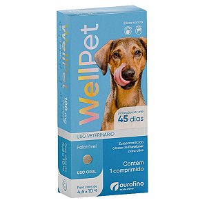 WellPet Comprimido Antipulgas e Carrapatos Cães de 4,6 a 10Kg - Ouro Fino