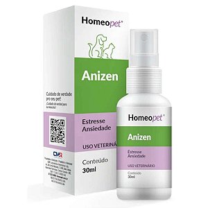 Anizen Homeopet Spray 30 ml – Redutor Homeopático de Estresse e Ansiedade para Cães e Gatos