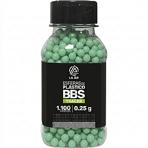 Esfera Airsoft BBs Leão 0.25g 6mm pote com 1100 bolinhas TRACER