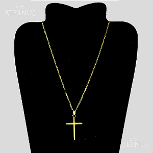 Corrente Dourada com Cruz - 50cm