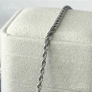 Pulseira Masculina Elo Baiano Prateada 22cm em Aço Inoxidável