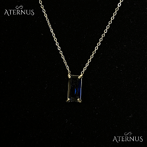 Colar Retangulo Zirconia - Azul Marinho