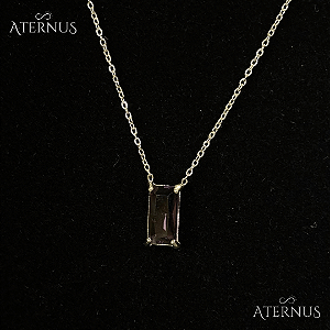 Colar Retangulo Zirconia - Roxo