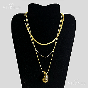 Colar Pingente de Gota Dourado