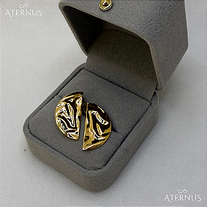 Brinco Meia Lua Texturizado - Ouro