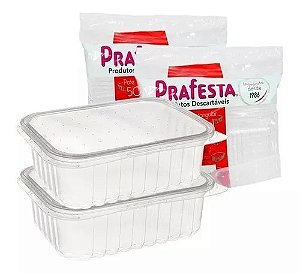 Pote Retangular 500Ml Prafesta C/Tampa 24Un