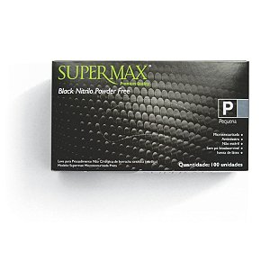 Luva Nitrilica Black Supermax Tamanho M com 100 unidades