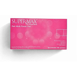 Luva Nitrílica Supermax Pink Tamanho P com 100 unidades