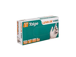 Luva de Vinil com Pó Talge Tamanho M com 100 unidades