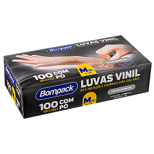 Luvas de Vinil  Bompack Tamanho G Com 100 unidades