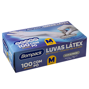 Luvas de Látex Bompack Industrial M c/ Pó 100 Unidades