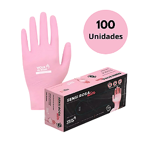 Luva Volk Sensi Rosa Slin Nitlílica Tamanho P 100 Unidades