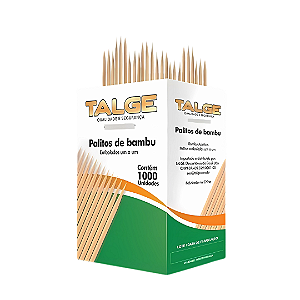 Palito Dental Talge de Bambu  Caixa com 1.000 Unidades