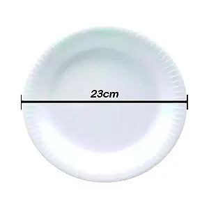 Prato de Isopor Bom Apetite 23cm Raso Branco  C/25un