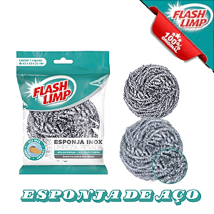 Esponja de Aço Inox Flash Limp Limpeza Pesada e Eficiente