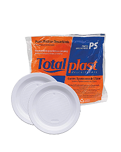 Prato Descartável Totalplast PS Raso 150MM com 10 Unidades