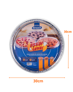 Forma de Alumínio Bompack Assar e Levar 30cm c/ Tampa 1Un