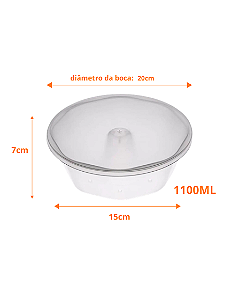 Forma para Pudim Família com Tampa Plastilânia 1100ml c/ 5 Uni