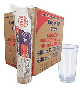 Copo 400ML Ultra TR PP Caixa com 1000 Unidades