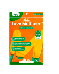 Luva de Látex  Limpeza Amarela MBlife Medix Tamanho M c/1un