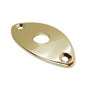 Chapa Metal Para Jack Oval Curva Dourada