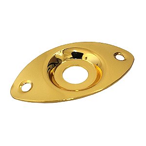Chapa Para Jack Oval Com Relevo Metal Dourada