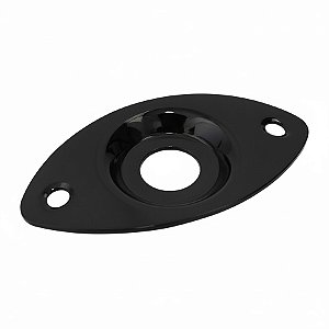 Chapa Para Jack Oval Com Relevo Metal Preta