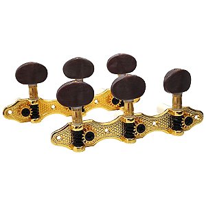 Tarraxa Luxo Para Violão Pino Grosso Dourada Com Marrom Tennessee