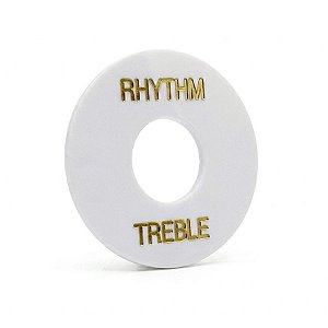 Moldura Para Chave Les Paul Treble Rhythm Branca Detalhes Dourado