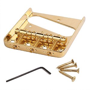 Ponte Para Guitarra Telecaster Dourada Vintage 3 Saddles Elephant