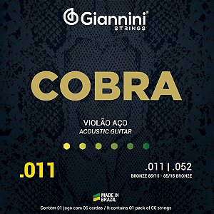 Corda Para Violão Aço .011 Bronze 85/15 Cobra Giannini